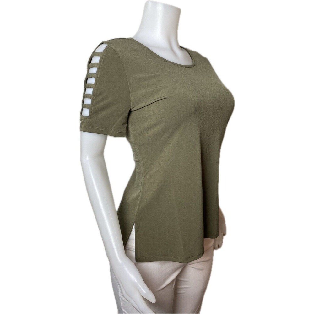 F. Michael Kors Blouse Size M Green Blouse Short Sleeve Round Neck NWT $68